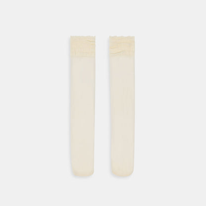 RUFFLE SHEER KNEE HIGH SOCKS IVORY