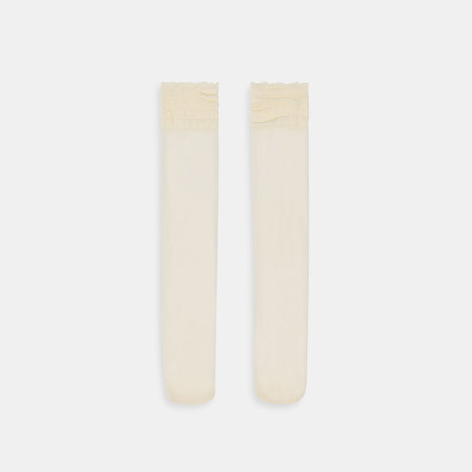 RUFFLE SHEER KNEE HIGH SOCKS IVORY
