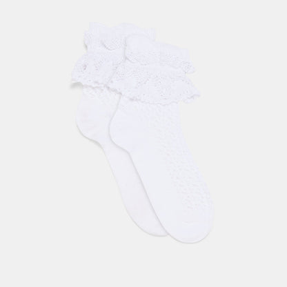 WHIMSY LACE ANKLET SOCKS WHITE