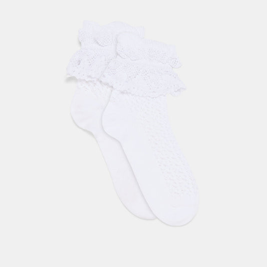 WHIMSY LACE ANKLET SOCKS WHITE