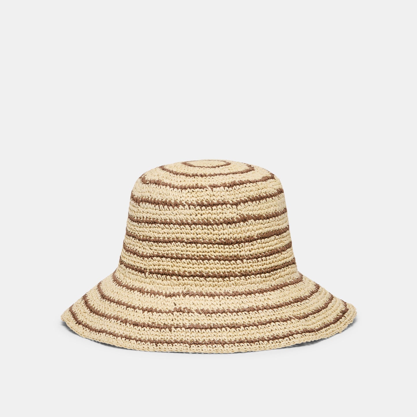 STRIPED STRAW CLOCHE BROWN NATURAL