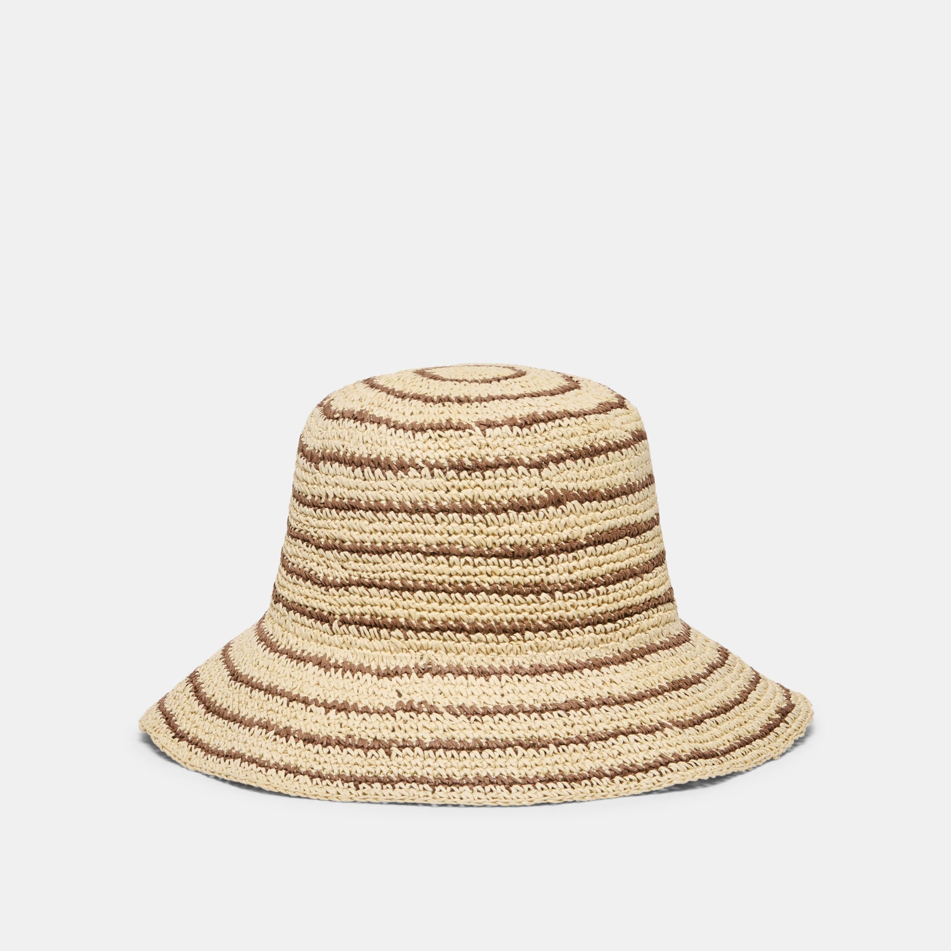 STRIPED STRAW CLOCHE BROWN NATURAL