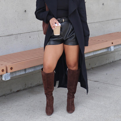 GYRA WIDE CALF BOOTS DK BROWN SUEDE